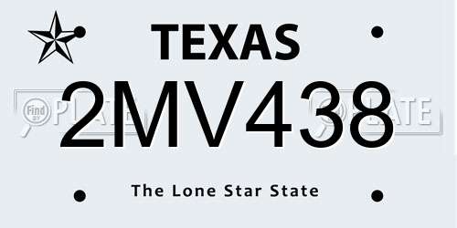 2MV438 Texas License Plate