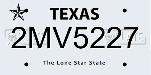 2MV5227 Texas License Plate
