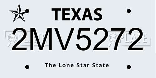 2MV5272 Texas License Plate