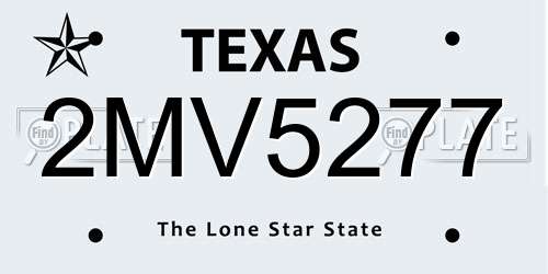 2MV5277 Texas License Plate