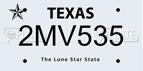 2MV535 Texas License Plate