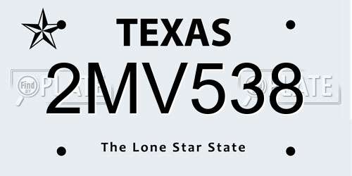 2MV538 Texas License Plate
