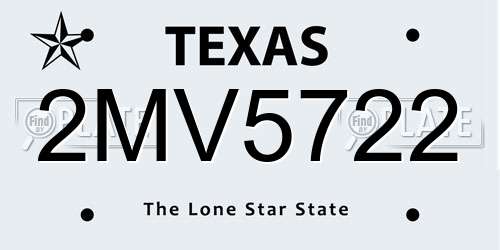 2MV5722 Texas License Plate