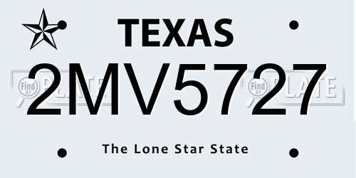 2MV5727 Texas License Plate