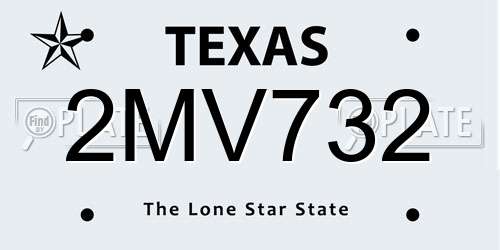 2MV732 Texas License Plate
