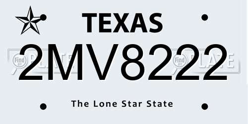 2MV8222 Texas License Plate
