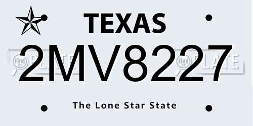 2MV8227 Texas License Plate