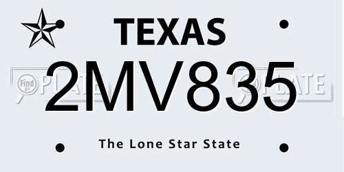 2MV835 Texas License Plate