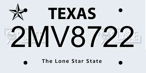 2MV8722 Texas License Plate