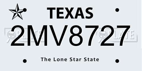 2MV8727 Texas License Plate