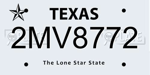 2MV8772 Texas License Plate