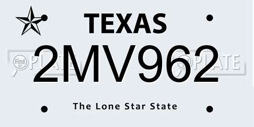 2MV962 Texas License Plate