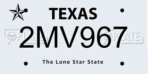 2MV967 Texas License Plate