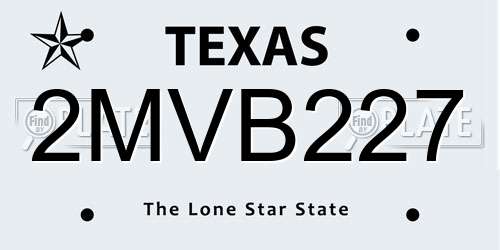 2MVB227 Texas License Plate