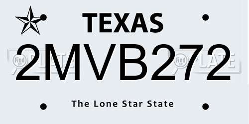 2MVB272 Texas License Plate