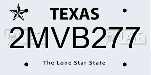 2MVB277 Texas License Plate