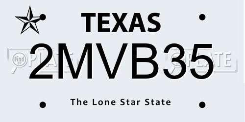 2MVB35 Texas License Plate