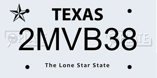 2MVB38 Texas License Plate