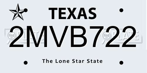 2MVB722 Texas License Plate