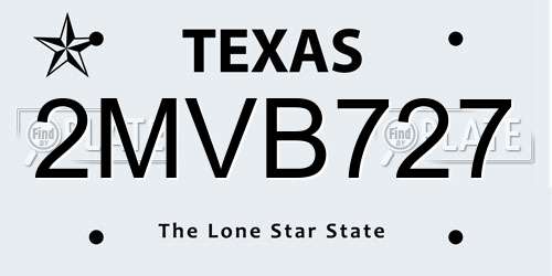 2MVB727 Texas License Plate