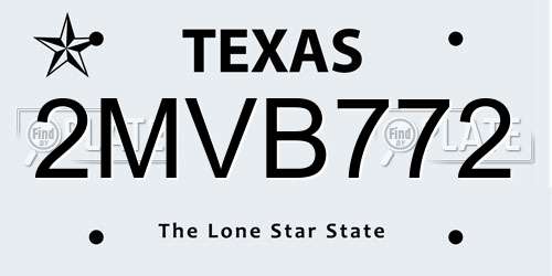 2MVB772 Texas License Plate