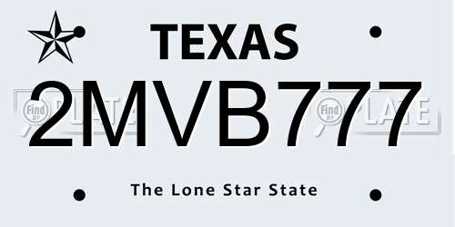 2MVB777 Texas License Plate