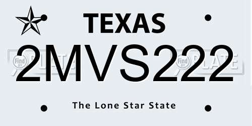 2MVS222 Texas License Plate