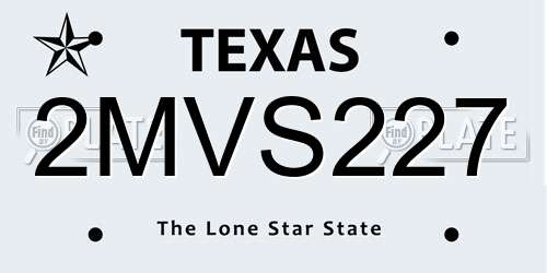 2MVS227 Texas License Plate