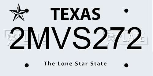 2MVS272 Texas License Plate