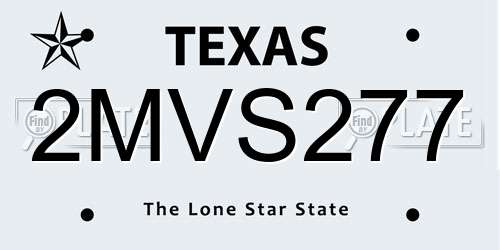 2MVS277 Texas License Plate