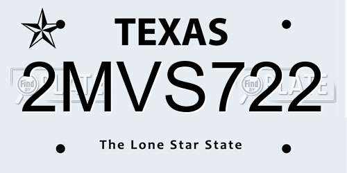 2MVS722 Texas License Plate