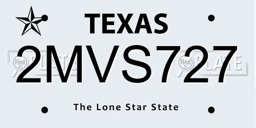 2MVS727 Texas License Plate