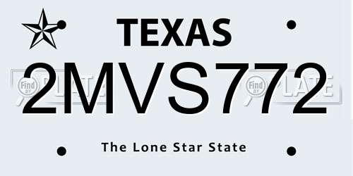2MVS772 Texas License Plate