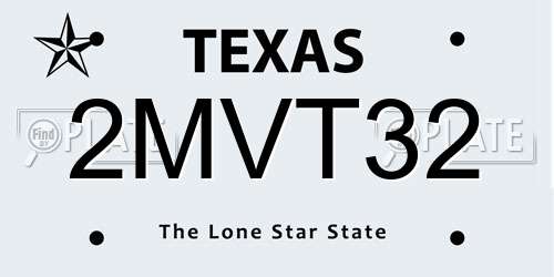 2MVT32 Texas License Plate