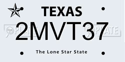 2MVT37 Texas License Plate