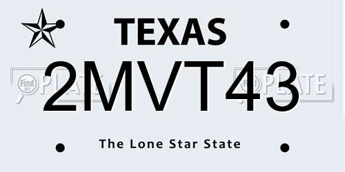 2MVT43 Texas License Plate