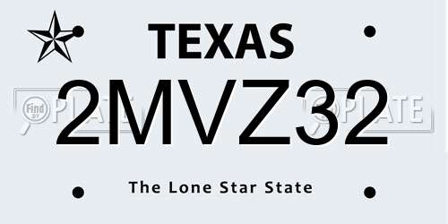 2MVZ32 Texas License Plate