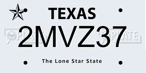 2MVZ37 Texas License Plate