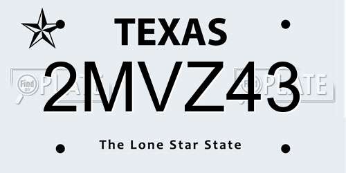 2MVZ43 Texas License Plate