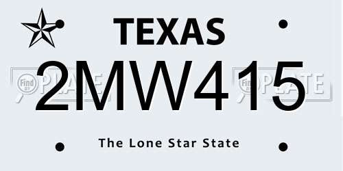 2MW415 Texas License Plate