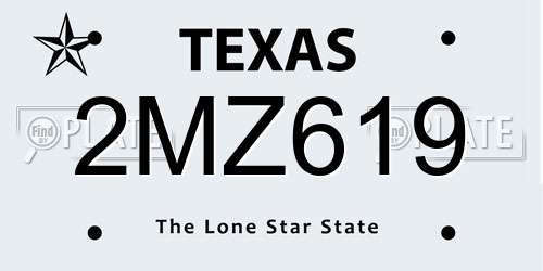 2MZ619 Texas License Plate