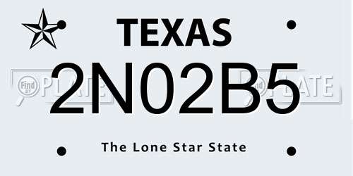 2N02B5 Texas License Plate