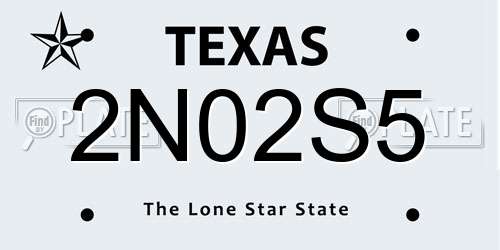 2N02S5 Texas License Plate
