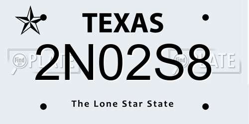 2N02S8 Texas License Plate