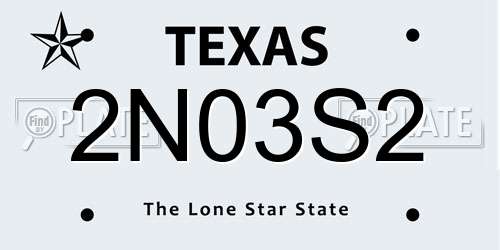 2N03S2 Texas License Plate
