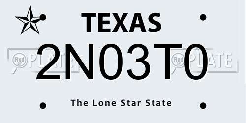 2N03T0 Texas License Plate