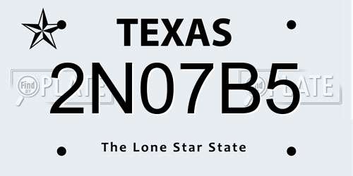 2N07B5 Texas License Plate