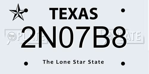 2N07B8 Texas License Plate