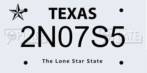 2N07S5 Texas License Plate