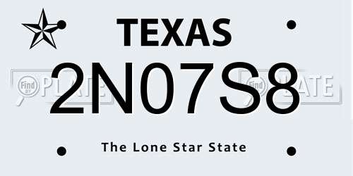 2N07S8 Texas License Plate
